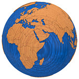 Africa on wooden Earth