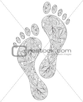 human footprints on white background.