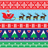 Christmas jumper or sweater seamless pattern with Santa and reindeer