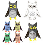 Owl Icons Isolated
