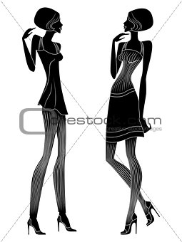 Attractive slender ladies talking