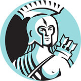 Female Spartan Warrior Circle Retro