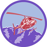 Helicopter Alps Mountains Circle Retro