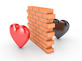 Wall and two hearts