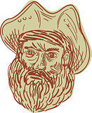 Pirate Head Beard Drawing