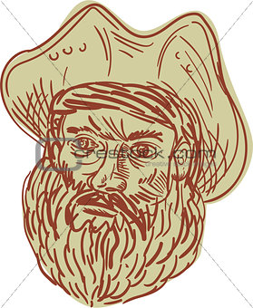 Pirate Head Beard Drawing