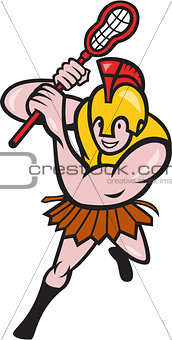 Gladiator Striking Lacrosse Stick Cartoon