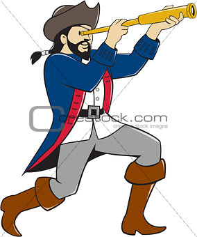 Pirate Looking Spyglass Isolated Cartoon