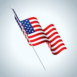 American Flag on Pole Waving Illustration