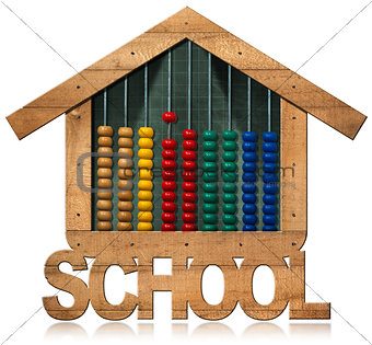 Blackboard and Abacus - School Building Shaped
