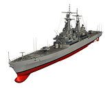American Modern Warship On White Background