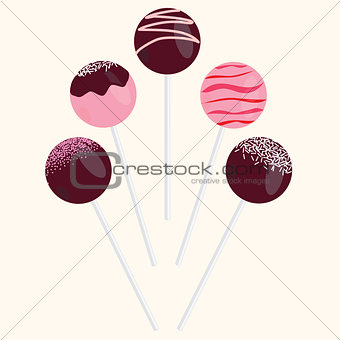 Cake Pops Vector Illustrations Set