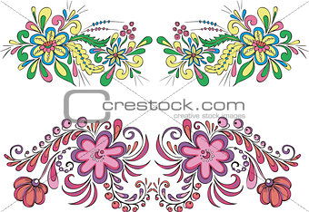 Two symmetric floral patterns