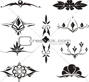 collection of symmetrical floral elements