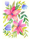 Pink watercolor Flowers