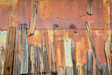 rusty metal and wood shingles