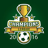 Champion soccer league logo emblem badge graphic with trophy