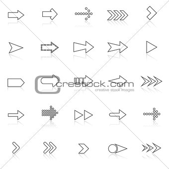 Arrow line icons with reflect on white