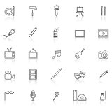 Art line icons with reflect on white