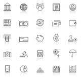 Banking line icons with reflect on white
