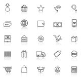 E-commerce line icons with reflect on white