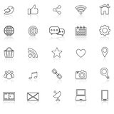 Social media line icons with reflect on white