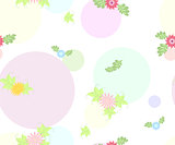 Seamless flower and round pattern on white background. EPS10 vector illustration.
