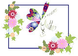 Happy Mother's Day floral greeting with abstract butterfly. EPS10 vector illustration.