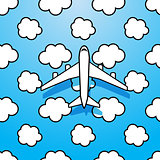 Plane on sky with clouds