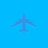 Blue vector plane icon on blue