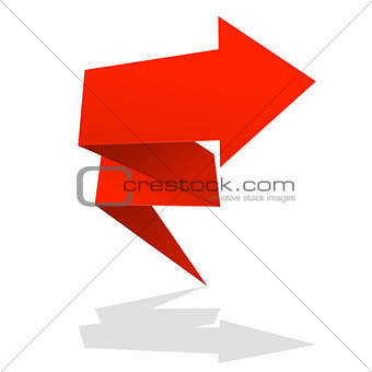 Red folded arrow icon - market rise symbol