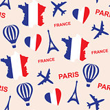Seamless pattern background with France with map and flag