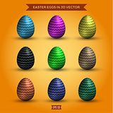 Set of easter eggs, colored high-quality illustrations modern design