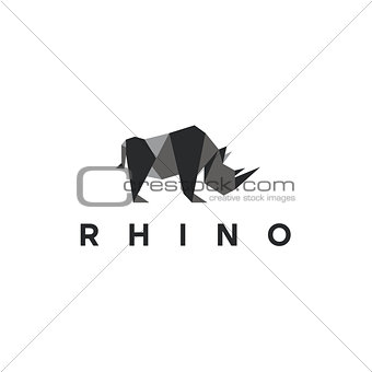 Polygons rhino low poly animal logo illustration, modern style