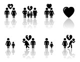family concept icons with reflection