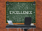 Excellence Concept. Doodle Icons on Chalkboard.