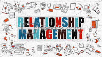 Relationship Management in Multicolor. Doodle Design.