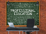 Professional Education - Hand Drawn on Green Chalkboard.