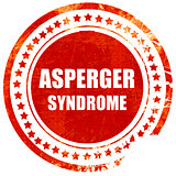Asperger syndrome background, grunge red rubber stamp on a solid