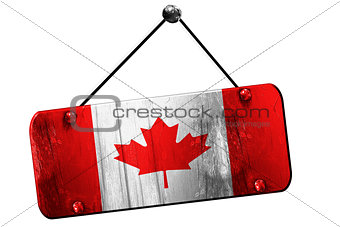 Canada flag, 3D rendering, vintage grunge hanging sign