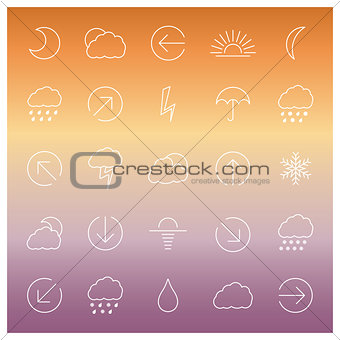 Set of linear weather icons, vector illustration