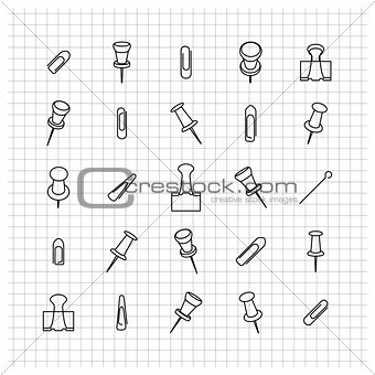 Icons clip of thin lines, vector illustration.