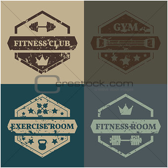 Set Sports emblem grunge, vector illustration