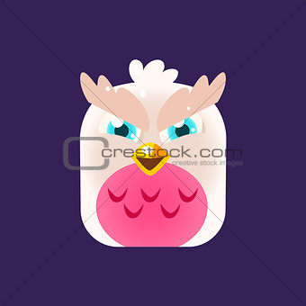 Pink Owl Chick Square Icon