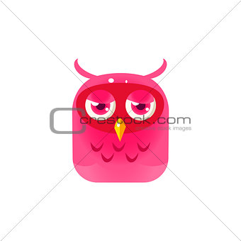 Pink Sad Owl Chick Square Icon