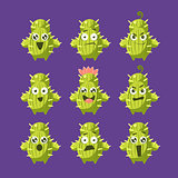 Cactus Cartoon Character Set