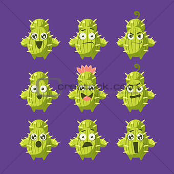 Cactus Cartoon Character Set