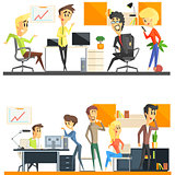 Office Team Two Illustrations Set