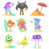 Monsters On The Beach Illustrations Set