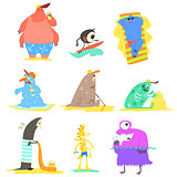 Monsters On The Beach Illustration Collection